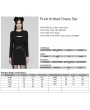 Punk Rave Black Gothic Punk Techwear Knitted Two Piece Dress Set