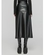 Punk Rave Black Fashion Gothic Daily Faux Leather Slit Skirt