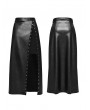 Punk Rave Black Fashion Gothic Daily Faux Leather Slit Skirt