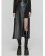 Punk Rave Black Fashion Gothic Daily Faux Leather Slit Skirt