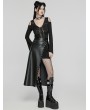 Punk Rave Black Fashion Gothic Daily Faux Leather Slit Skirt