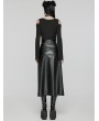 Punk Rave Black Fashion Gothic Daily Faux Leather Slit Skirt