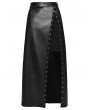 Punk Rave Black Fashion Gothic Daily Faux Leather Slit Skirt