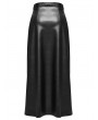 Punk Rave Black Fashion Gothic Daily Faux Leather Slit Skirt