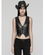 Punk Rave Black Gothic Punk Rivet Faux Leather Vest for Women