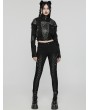 Punk Rave Black Gothic Punk Metal Triangular Buckle Embellished Jeans for Women