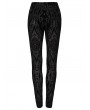 Punk Rave Black Vintage Gothic Pattern Flocked Mesh Leggings for Women