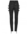 Punk Rave Black Gothic Retro Printed Metal Buckle Pants for Women