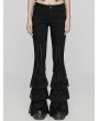 Punk Rave Black Gothic Layered Lace Flared Low Waist Jeans for Women