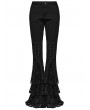 Punk Rave Black Gothic Layered Lace Flared Low Waist Jeans for Women