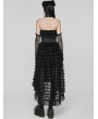 Punk Rave Black Gothic Sweet Punk Tiered High-Low Lace Dress with Detachable Collar