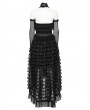 Punk Rave Black Gothic Sweet Punk Tiered High-Low Lace Dress with Detachable Collar