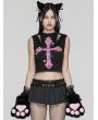 Punk Rave Black and Pink Gothic Cute Cat Claws Gloves for Women