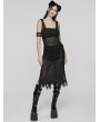 Punk Rave Black Gothic Post-Apocalyptic Techwear Style Hollow Out Dress