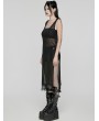 Punk Rave Black Gothic Post-Apocalyptic Techwear Style Hollow Out Dress