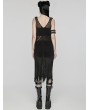 Punk Rave Black Gothic Post-Apocalyptic Techwear Style Hollow Out Dress