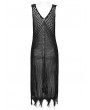 Punk Rave Black Gothic Post-Apocalyptic Techwear Style Hollow Out Dress