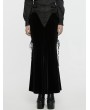 Punk Rave Black Gothic Retro Embroidery Velvet Fishtail Skirt