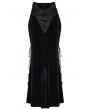 Punk Rave Black Gothic Retro Embroidery Velvet Fishtail Skirt