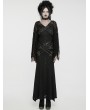 Punk Rave Black Gothic Punk Multi-Buckle Sexy Lace Bat Sleeves Dress