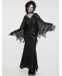 Punk Rave Black Gothic Punk Multi-Buckle Sexy Lace Bat Sleeves Dress