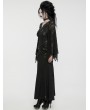 Punk Rave Black Gothic Punk Multi-Buckle Sexy Lace Bat Sleeves Dress