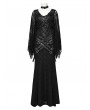 Punk Rave Black Gothic Punk Multi-Buckle Sexy Lace Bat Sleeves Dress