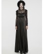 Punk Rave Black Gothic Hollow Out Lace Applique Long Sleeve Maxi Dress