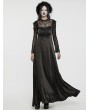 Punk Rave Black Gothic Hollow Out Lace Applique Long Sleeve Maxi Dress