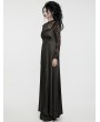 Punk Rave Black Gothic Hollow Out Lace Applique Long Sleeve Maxi Dress