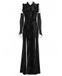 Punk Rave Black Gothic Chinese Style Embossed Velvet Slit Dress with Detachable Sleeves