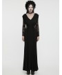 Punk Rave Black V Neck Gothic Lace Hollow Long Sleeve Formal Dress