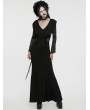 Punk Rave Black V Neck Gothic Lace Hollow Long Sleeve Formal Dress