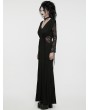 Punk Rave Black V Neck Gothic Lace Hollow Long Sleeve Formal Dress