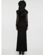 Punk Rave Black V Neck Gothic Lace Hollow Long Sleeve Formal Dress