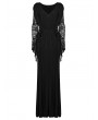 Punk Rave Black V Neck Gothic Lace Hollow Long Sleeve Formal Dress