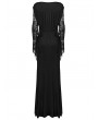 Punk Rave Black V Neck Gothic Lace Hollow Long Sleeve Formal Dress