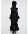 Punk Rave Black Gothic Dark Off-the-Shoulder Lace Fur Trim Sexy Dress