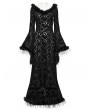 Punk Rave Black Gothic Dark Off-the-Shoulder Lace Fur Trim Sexy Dress