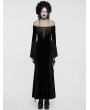 Punk Rave Black Gothic Off-the-Shoulder Sexy Velvet Lace Splicing Long Dress