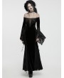 Punk Rave Black Gothic Off-the-Shoulder Sexy Velvet Lace Splicing Long Dress