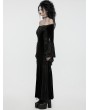 Punk Rave Black Gothic Off-the-Shoulder Sexy Velvet Lace Splicing Long Dress