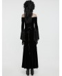 Punk Rave Black Gothic Off-the-Shoulder Sexy Velvet Lace Splicing Long Dress