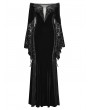 Punk Rave Black Gothic Off-the-Shoulder Sexy Velvet Lace Splicing Long Dress