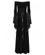 Punk Rave Black Gothic Off-the-Shoulder Sexy Velvet Lace Splicing Long Dress