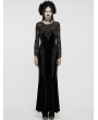 Punk Rave Black Gothic Sexy Velvet Floral Mesh Lace Sleeve Dress