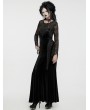 Punk Rave Black Gothic Sexy Velvet Floral Mesh Lace Sleeve Dress