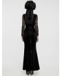 Punk Rave Black Gothic Sexy Velvet Floral Mesh Lace Sleeve Dress