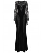 Punk Rave Black Gothic Sexy Velvet Floral Mesh Lace Sleeve Dress