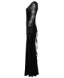 Punk Rave Black Gothic Sexy Velvet Floral Mesh Lace Sleeve Dress